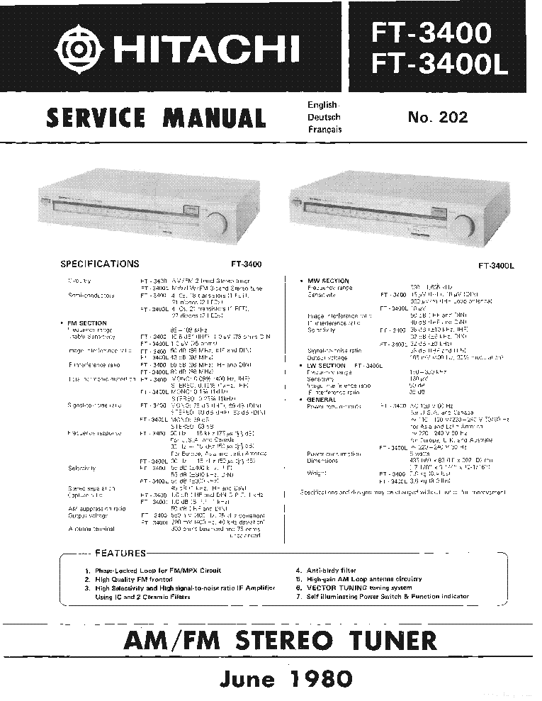 HITACHI FT-3400 FT-3400L SM service manual