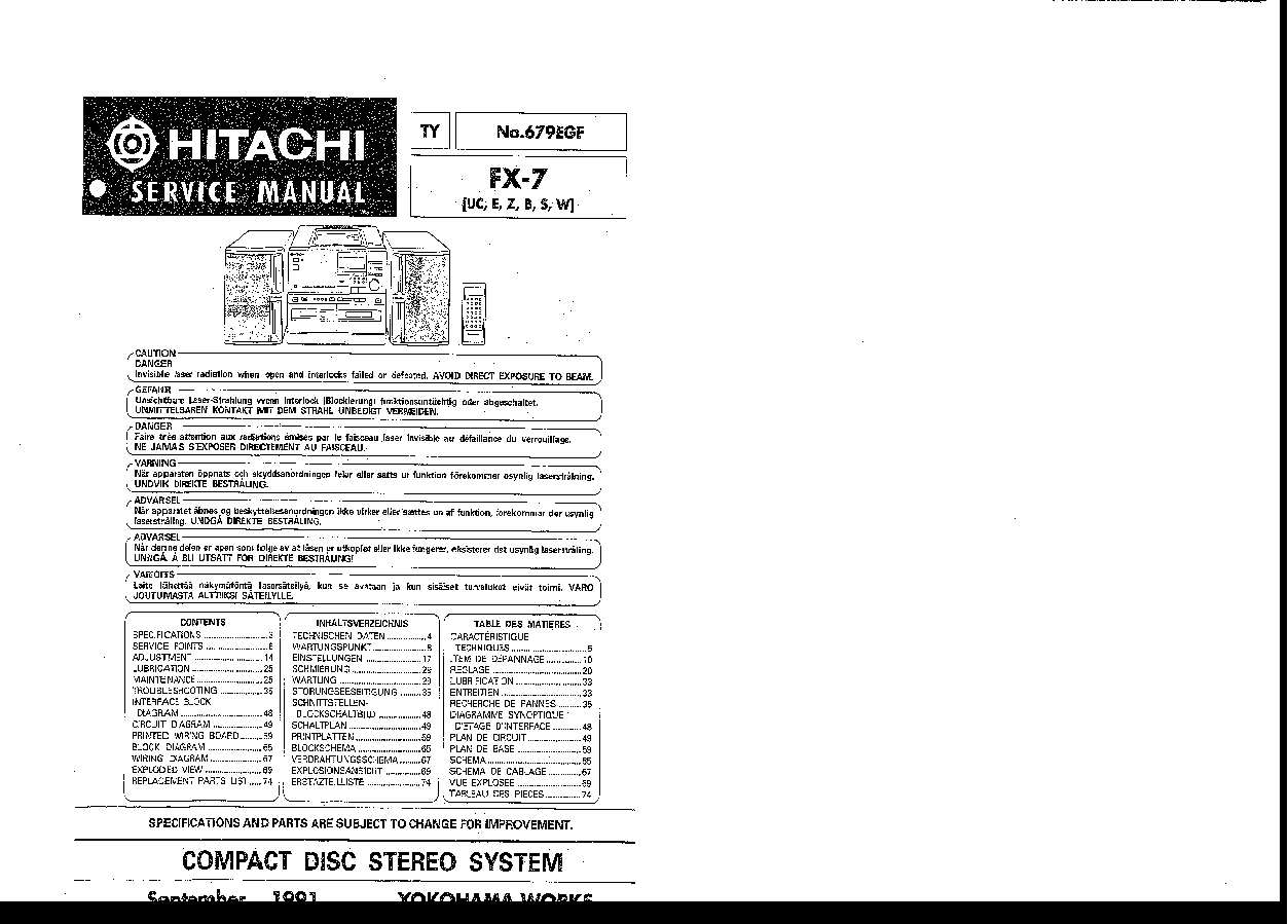 HITACHI FX7 service manual (1st page)