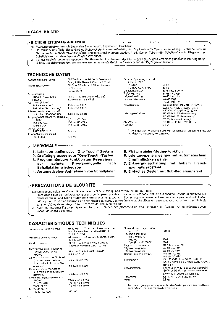 HITACHI HA-M70 service manual (2nd page)