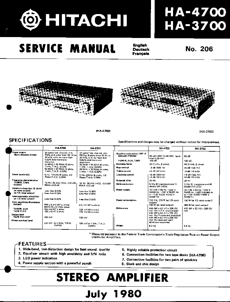 HITACHI HA4700,HA3700 service manual (1st page)