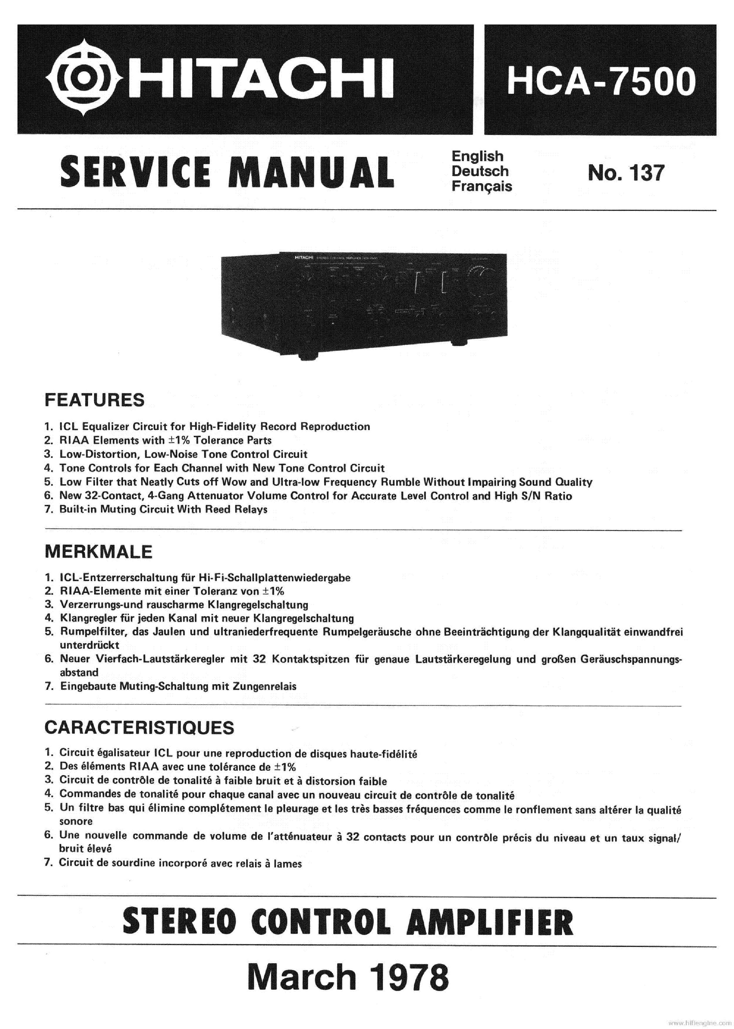 Service Manual-Anleitung für Hitachi HCA-7500 MKII 