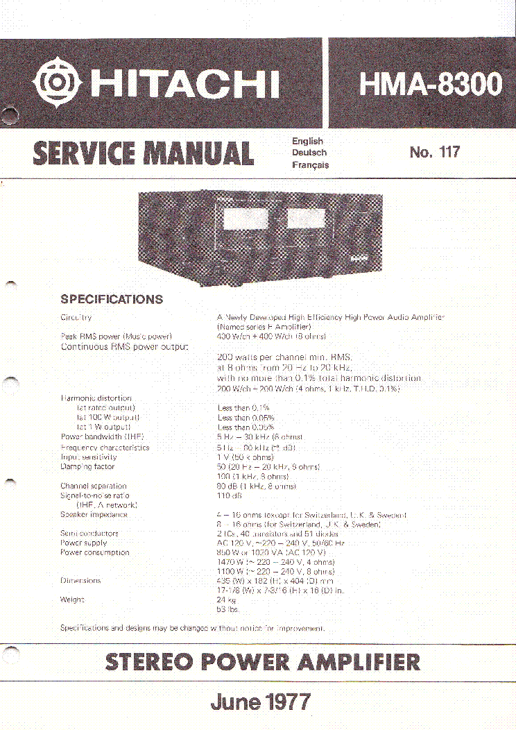 HITACHI HMA-8300 service manual (2nd page)
