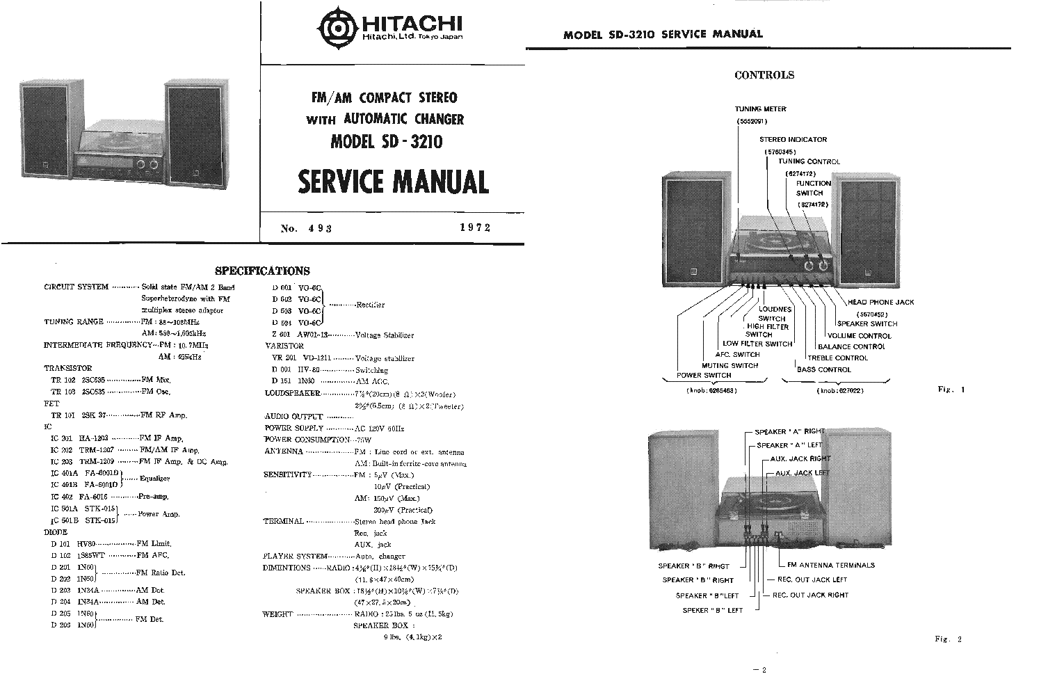 HITACHI SD-3210 service manual (1st page)