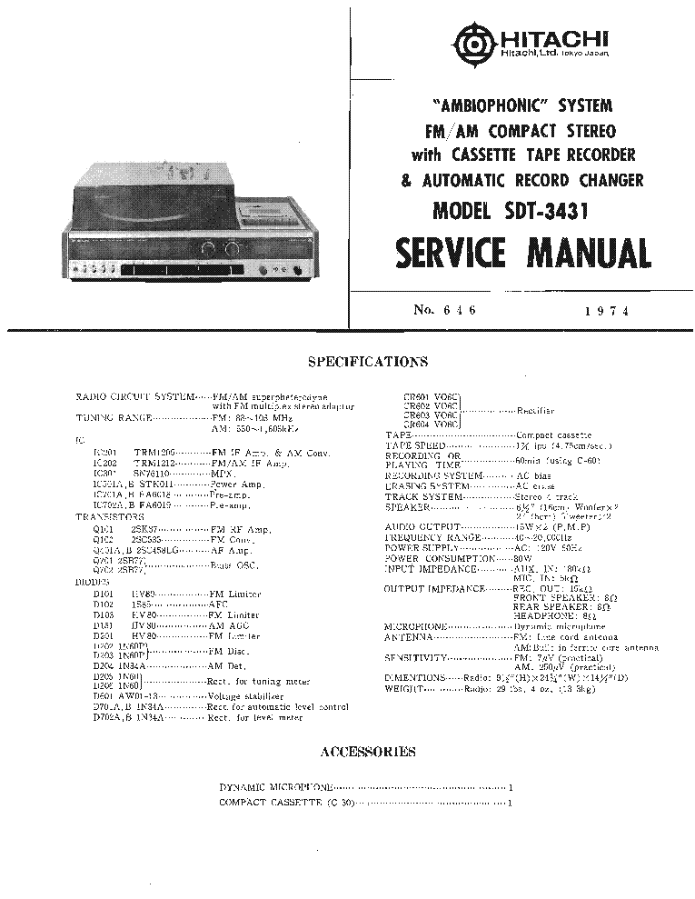 HITACHI SDT-3431 service manual (1st page)
