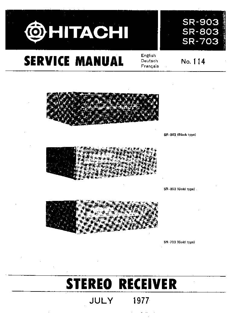 HITACHI SR-903 SR-803 SR-703 RECEIVER service manual (2nd page)