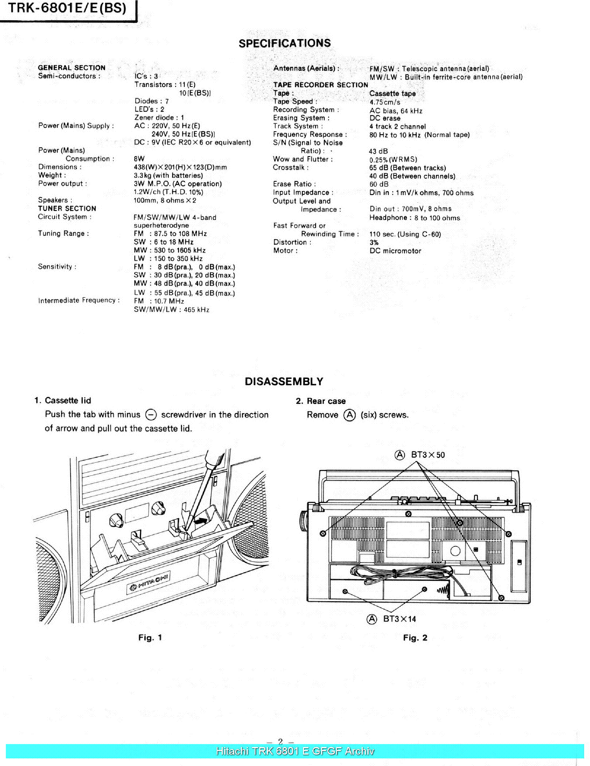 HITACHI TRK-6801E SCHEMATIC service manual (2nd page)