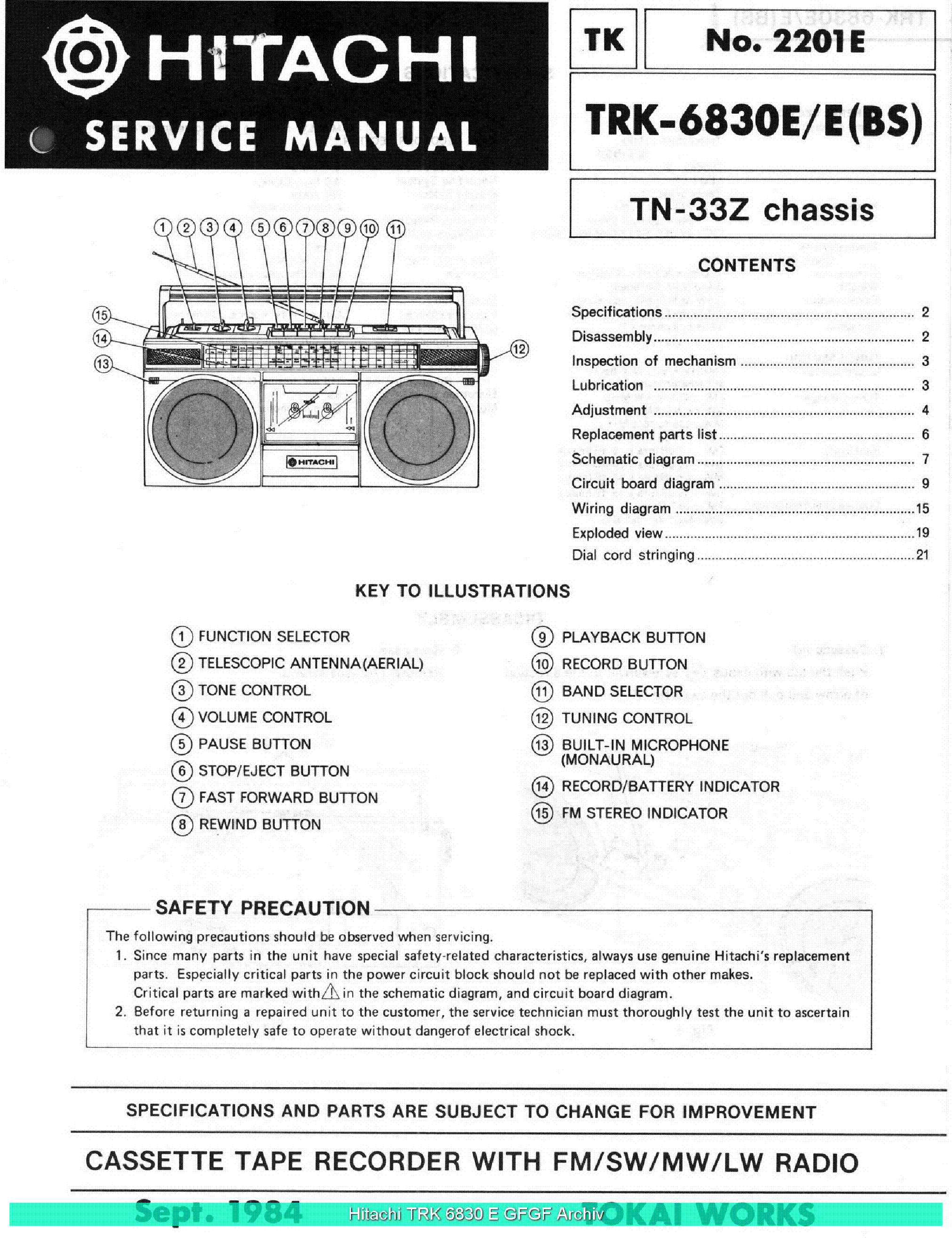 HITACHI TRK-6830E SCHEMATIC service manual (1st page)