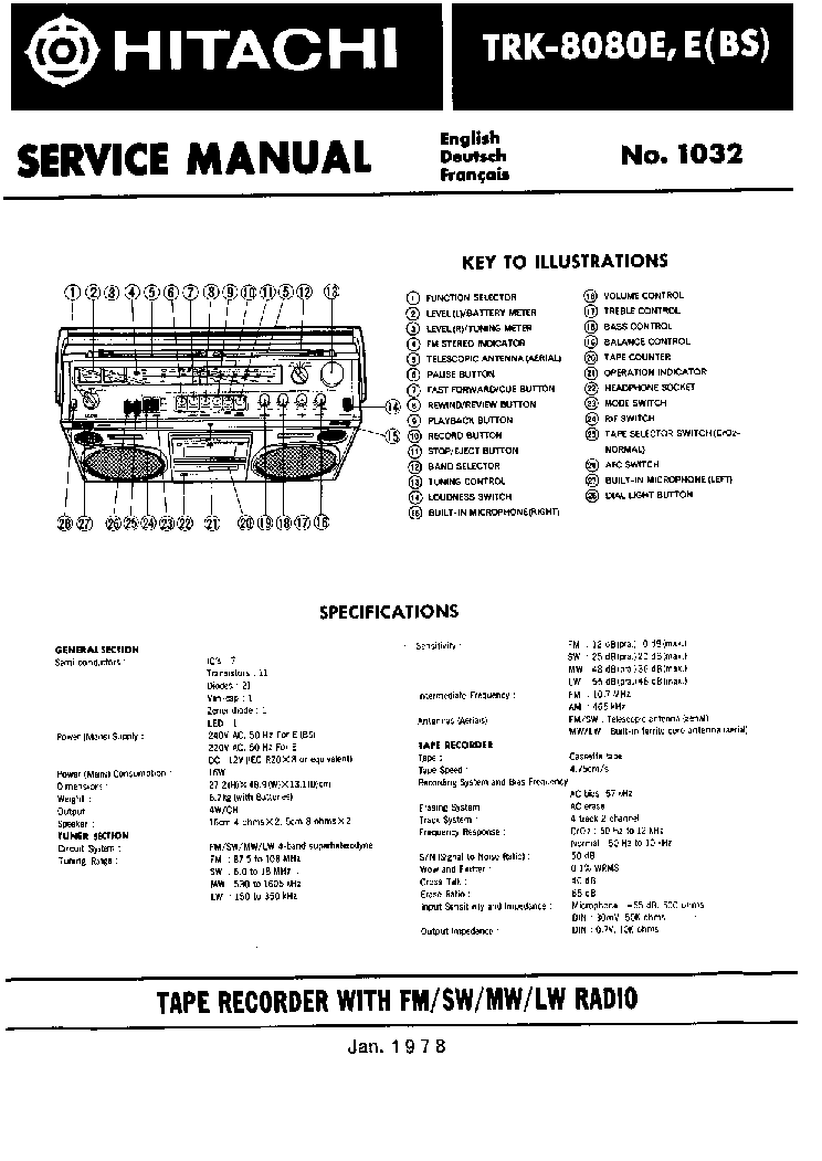 HITACHI TRK-8080E SM service manual