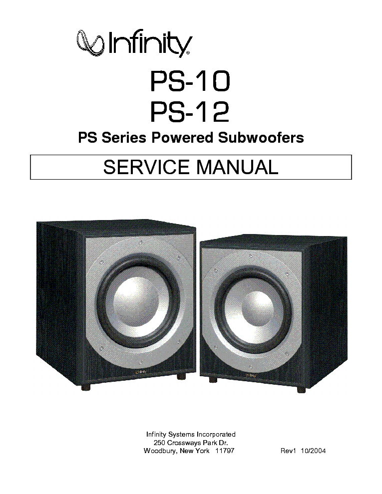 INFINITY PS-10 12 SM service manual (1st page)