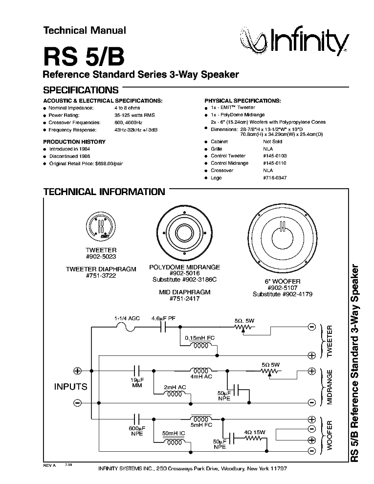 infinity rs5b speakers