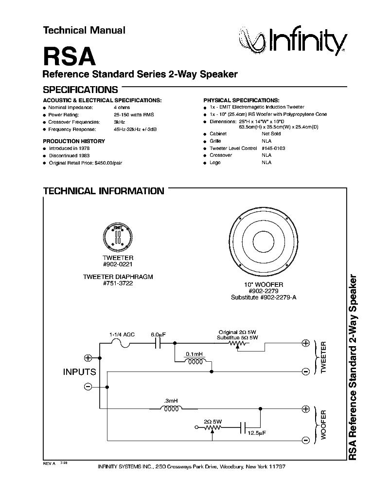 Infinity rsa hot sale speakers