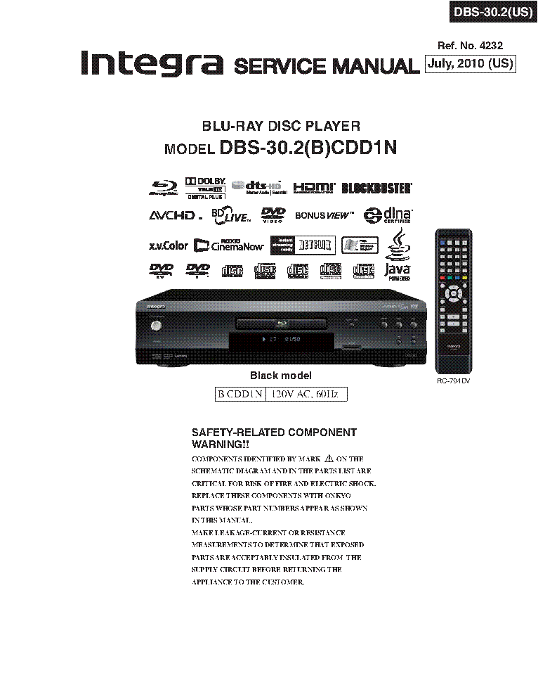 INTEGRA DBS30.2-B CDD1N REV-1 SM Service Manual Download, Schematics ...