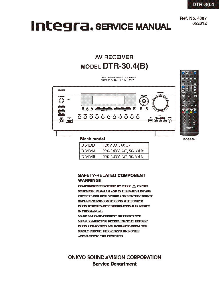 INTEGRA DTR-30.4 SM AND PARTS REV1 Service Manual Download, Schematics ...