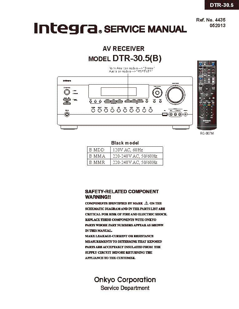 INTEGRA DTR-30.5 SM AND PARTS REV3 Service Manual download