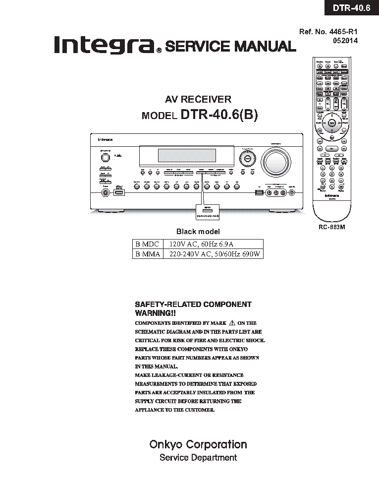 INTEGRA DTR-40.6 SM PARTS REV1 Service Manual Download, Schematics ...