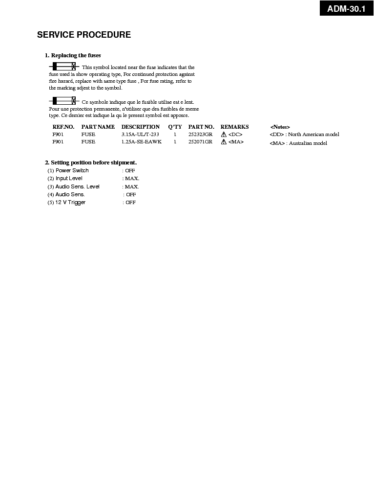 INTEGRA ONKYO ADM-30.1 SM Service Manual download, schematics, eeprom,  repair info for electronics experts