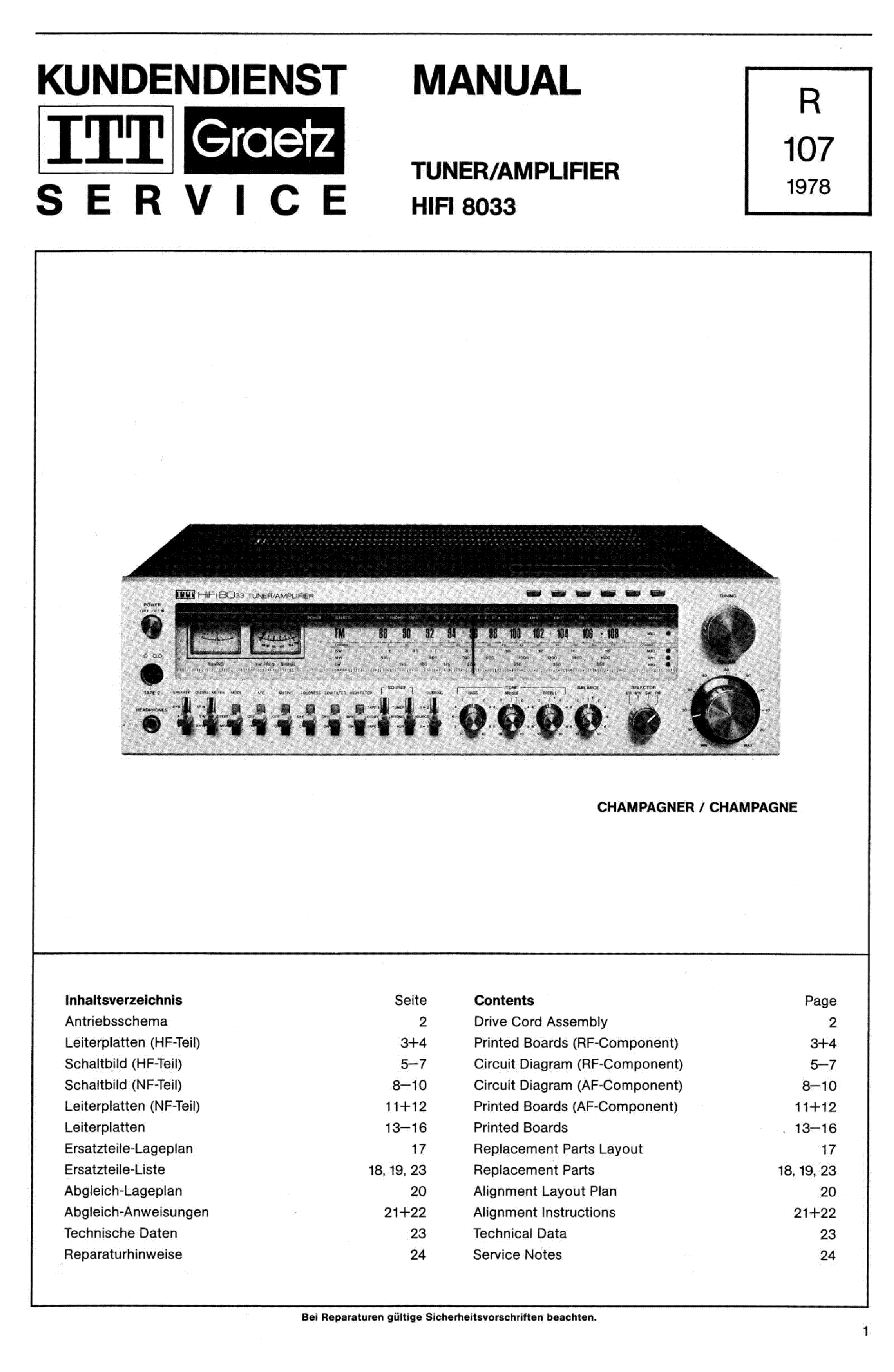 ITT/Graetz Service Manual für HiFi 8033  Copy 