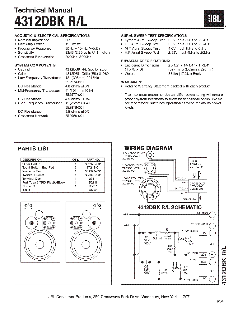 JBL 4312DBK service manual (1st page)