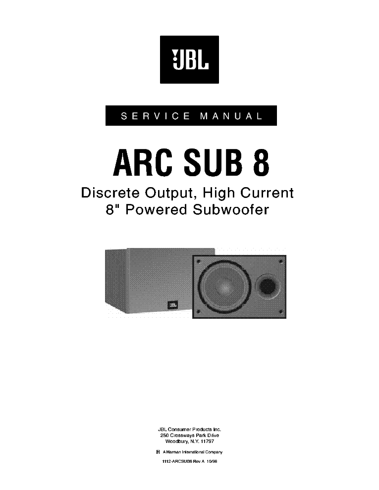 JBL ARC-SUB-8 service manual (1st page)