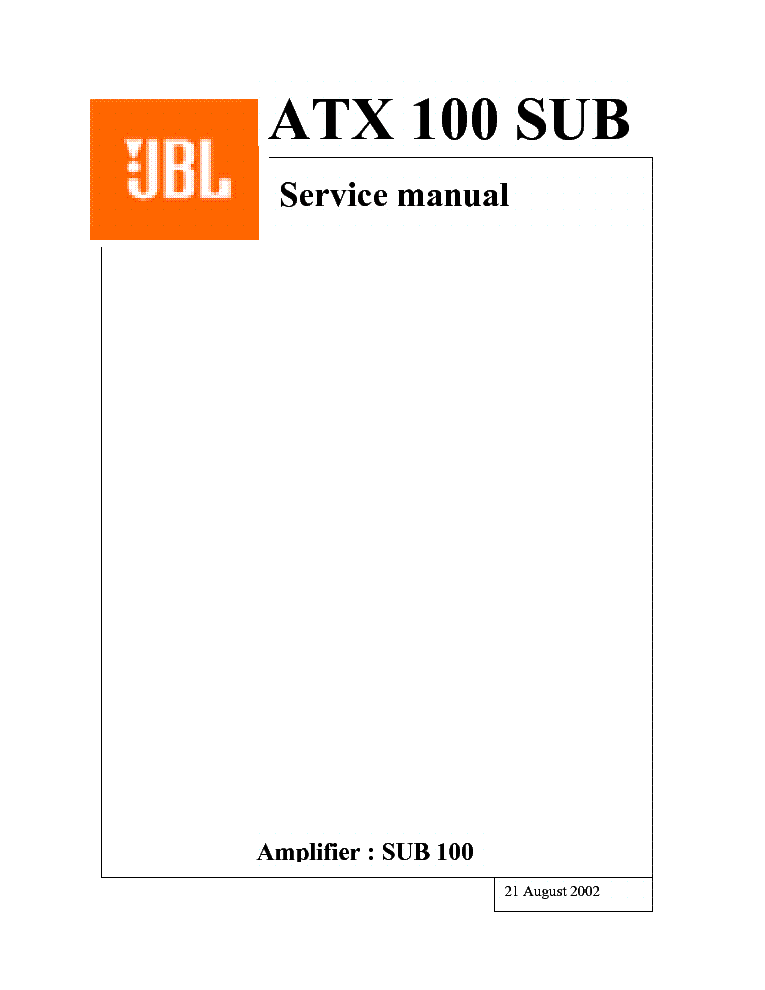 JBL ATX-100 SUB SM service manual (1st page)