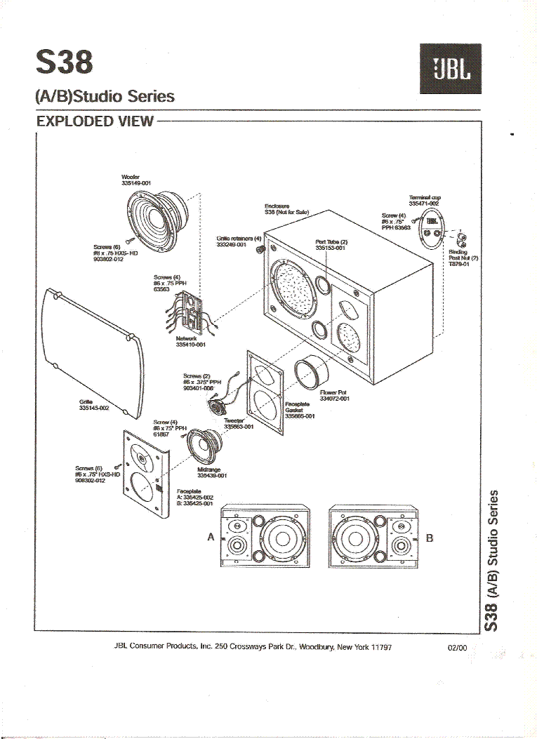 JBL CONTROL S38 SM service manual (2nd page)