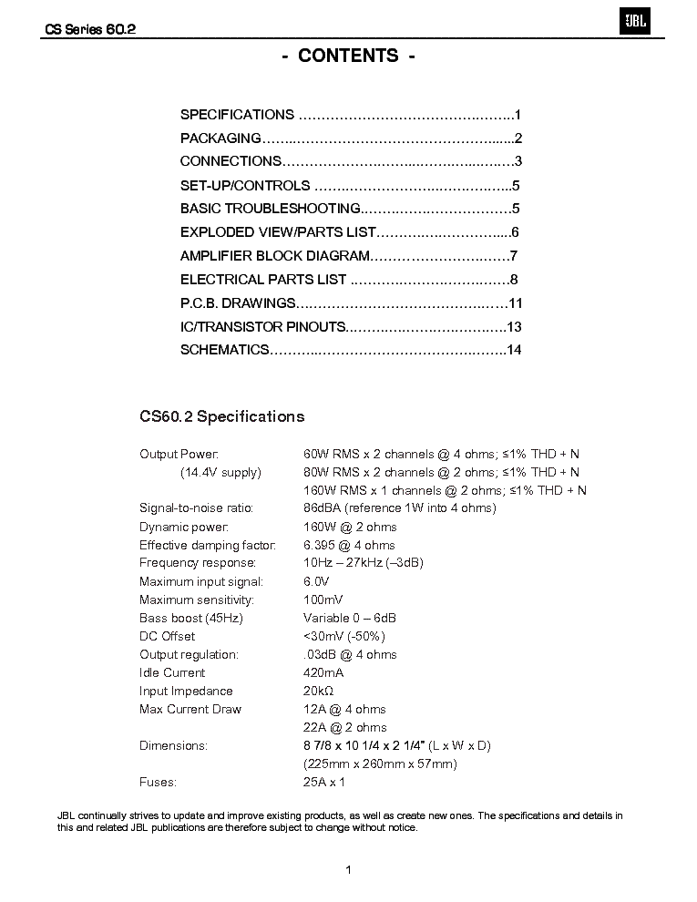 JBL CS-60 2 service manual (2nd page)