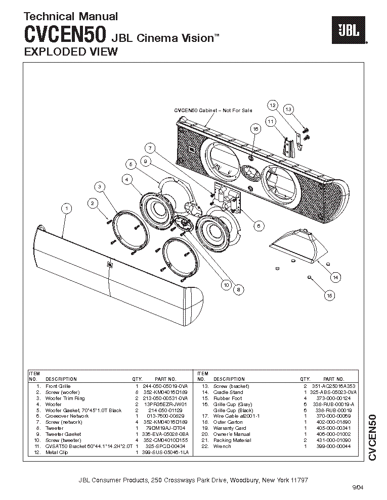 JBL CVCEN50 SM service manual (2nd page)