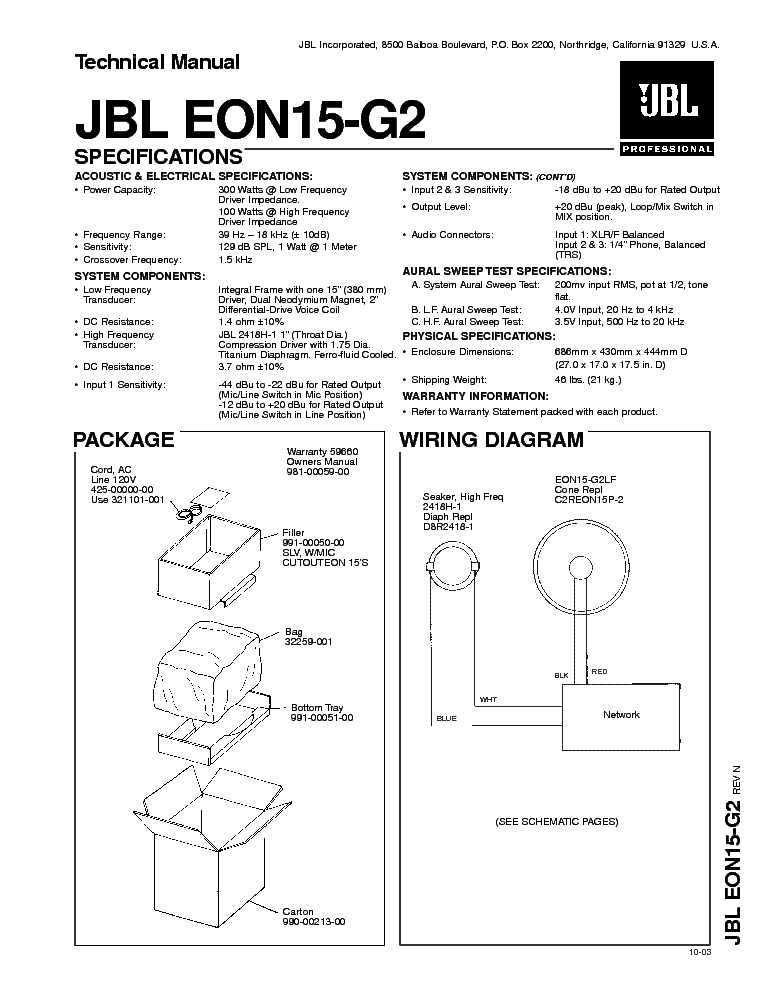 Схема jbl eon 615