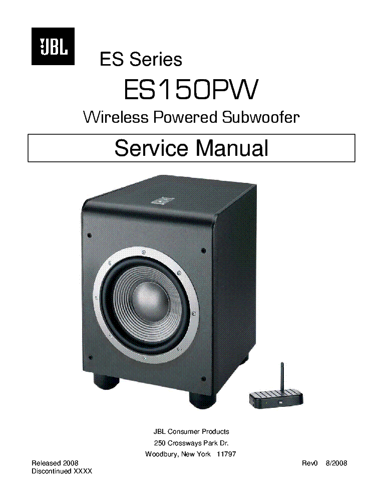 JBL ES150PW REV.0 SM service manual (1st page)