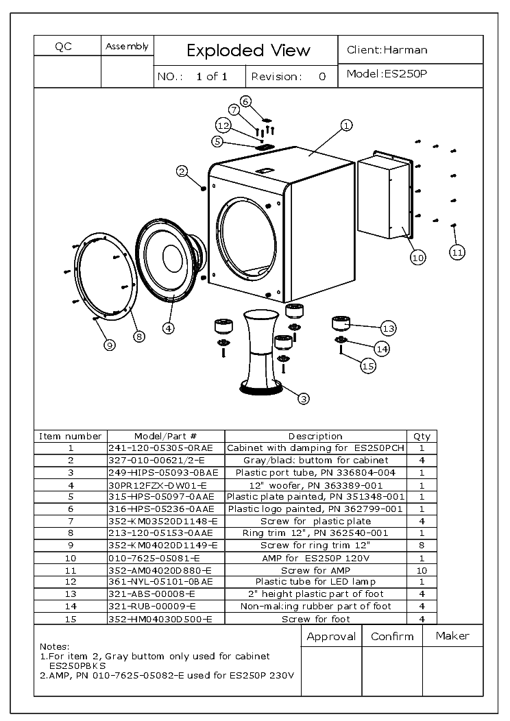 JBL ES250P-230V REV.0 SM service manual (2nd page)