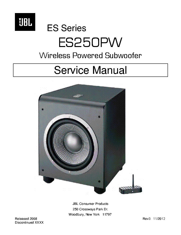 JBL ES250PW REV.3 SM service manual (1st page)