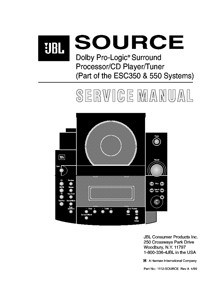 JBL ESC-350 550 SOURCE SM service manual (1st page)
