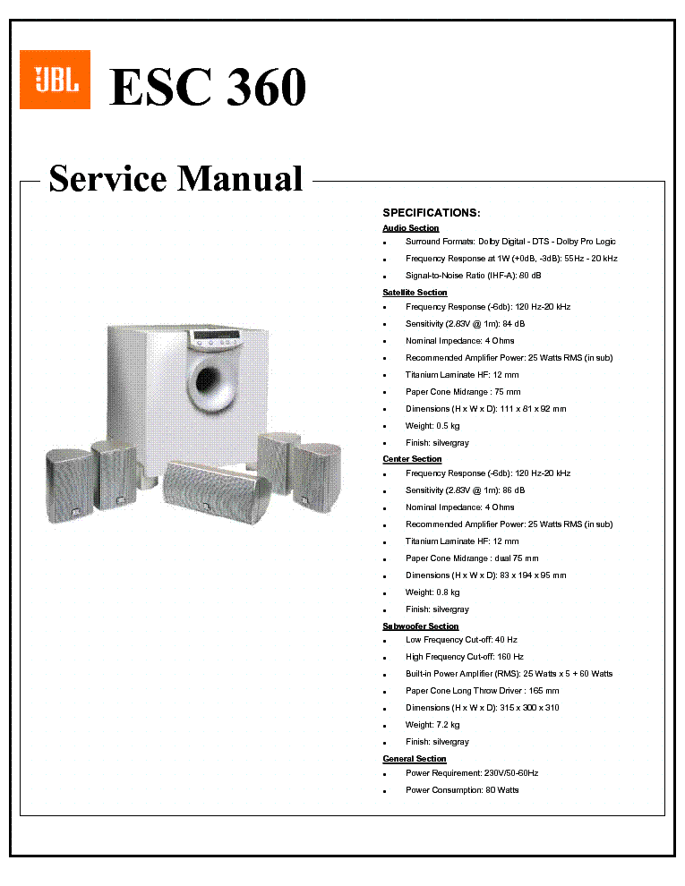 JBL ESC-360 service manual (1st page)