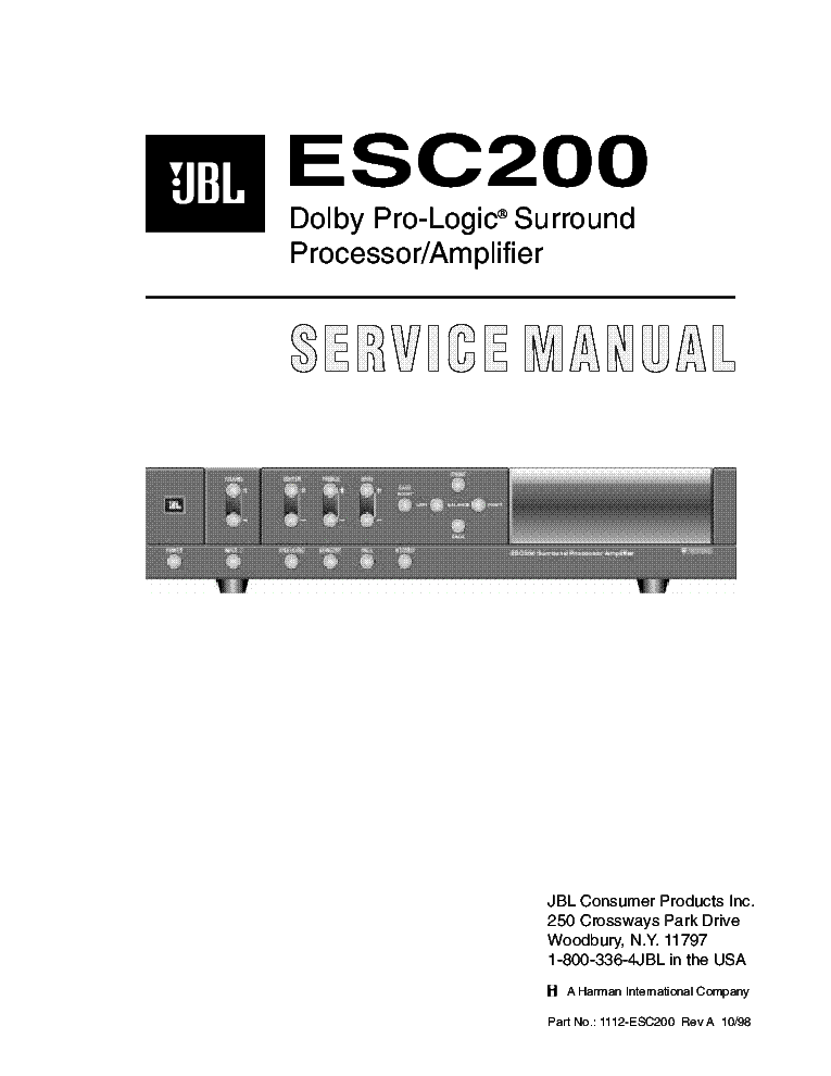 JBL ESC200 SM Service download, schematics, eeprom, repair for electronics
