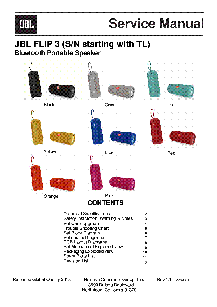 JBL FLIP 3 SM service manual (1st page)