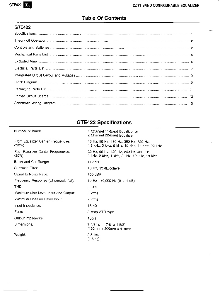 JBL GTE422 SM service manual (2nd page)