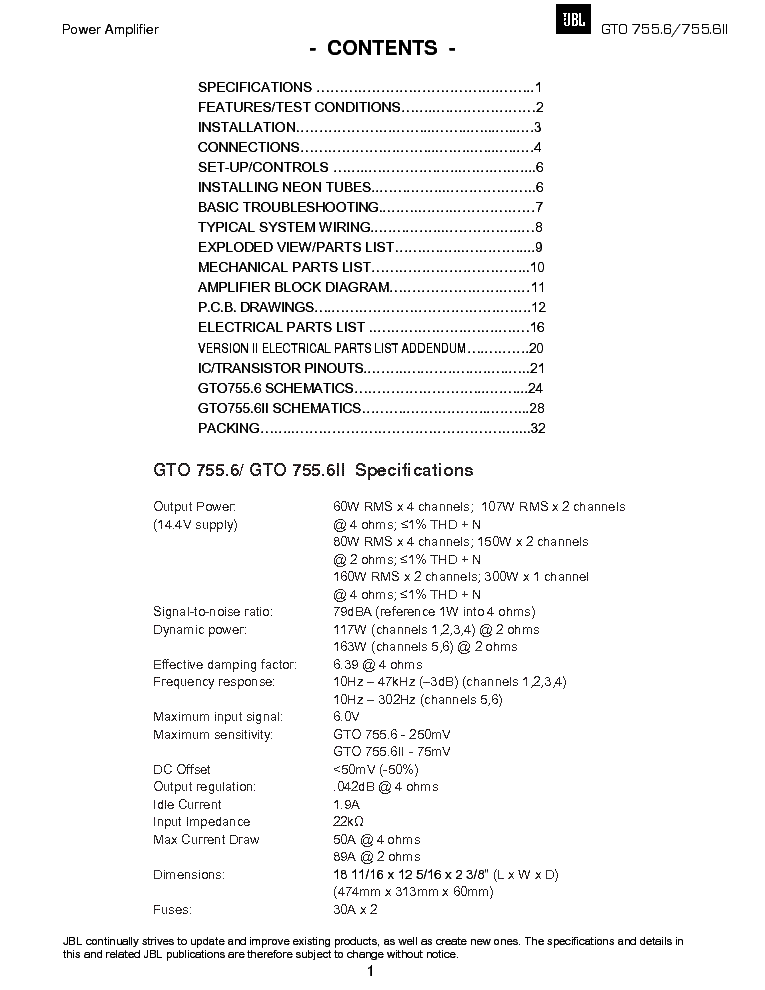 JBL GTO-755 6 GTO-755 6 II service manual (2nd page)