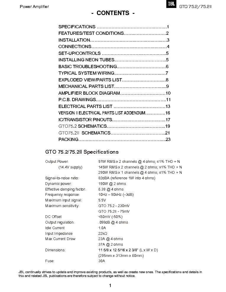 JBL GTO-75 2 GTO-75 2 II service manual (2nd page)