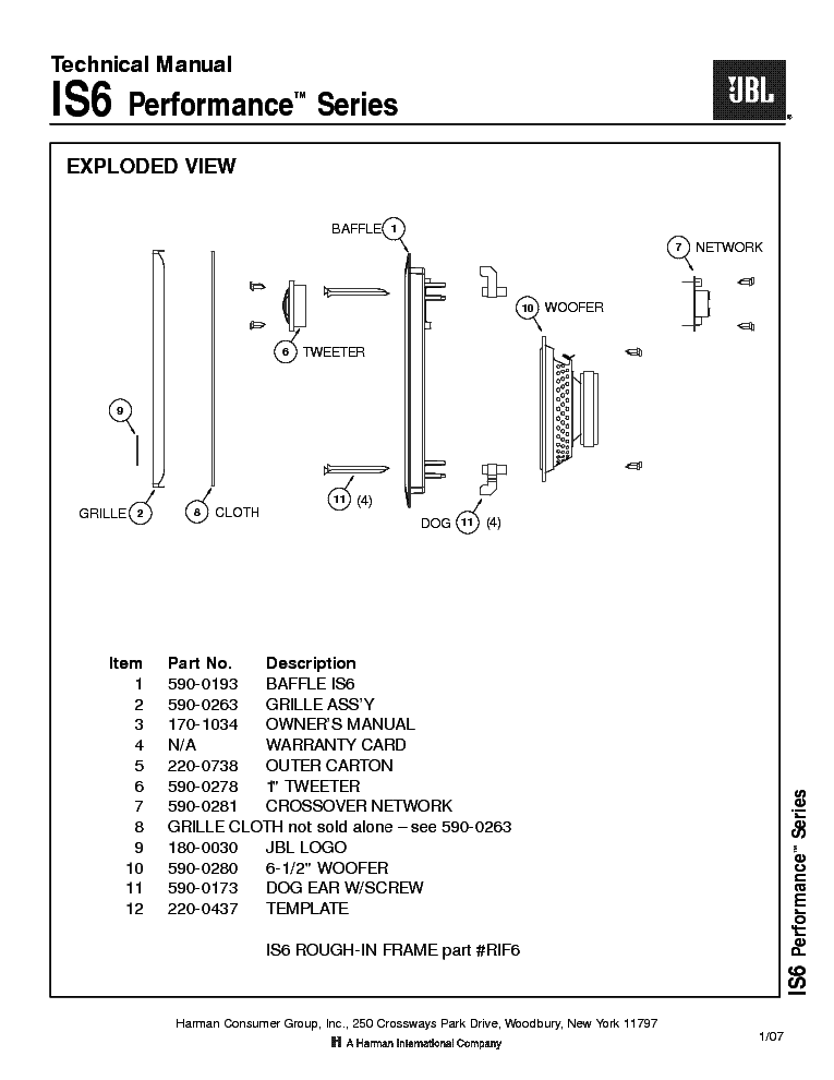 JBL IS6 SM service manual (2nd page)