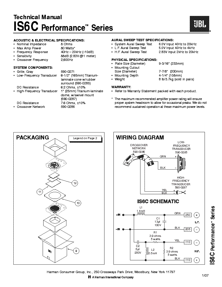 JBL IS6C SM service manual (1st page)