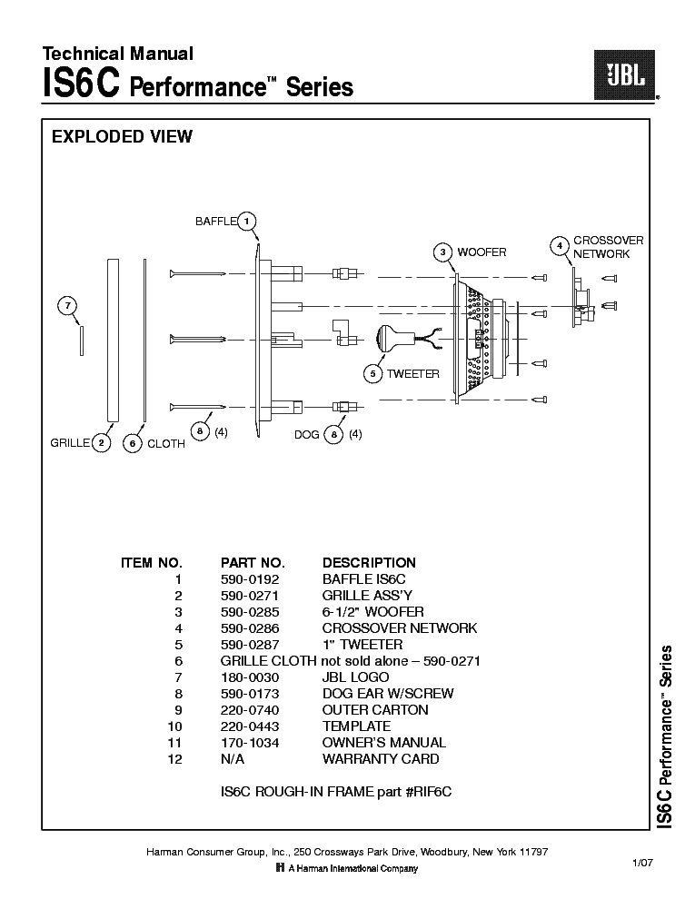 JBL IS6C SM service manual (2nd page)