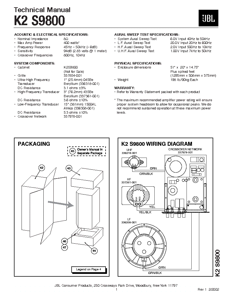 JBL K2-S9800 service manual (1st page)