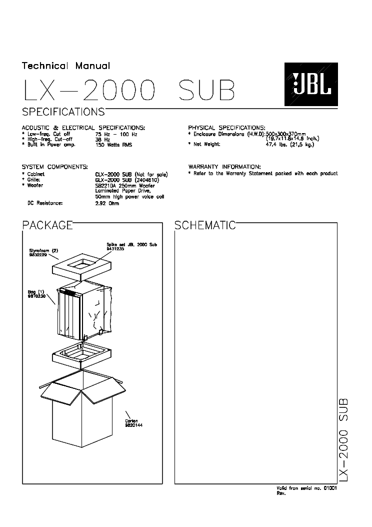 JBL LX-2000-SUB service manual (2nd page)
