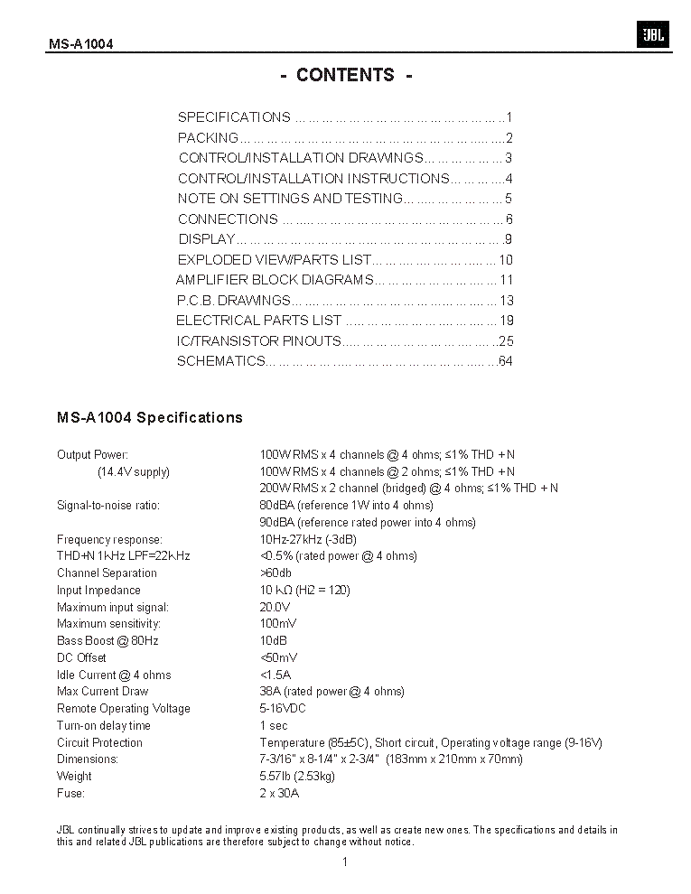 JBL MS-A1004 SM service manual (2nd page)