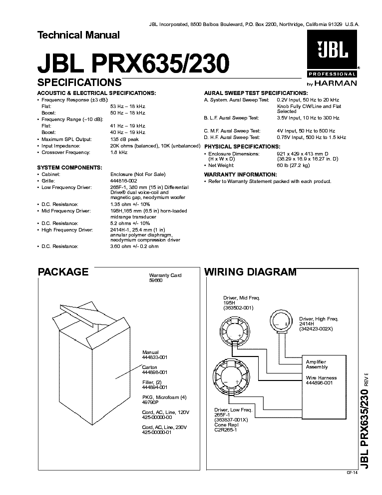 JBL PRX635 PRX230 SM service manual (1st page)