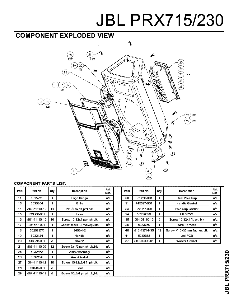 JBL PRX715 PRX230 SM service manual (2nd page)