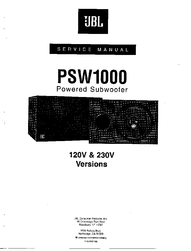 PSW-1000 POWERED SUBWOOFER SM Service Manual download, schematics, eeprom, info electronics experts