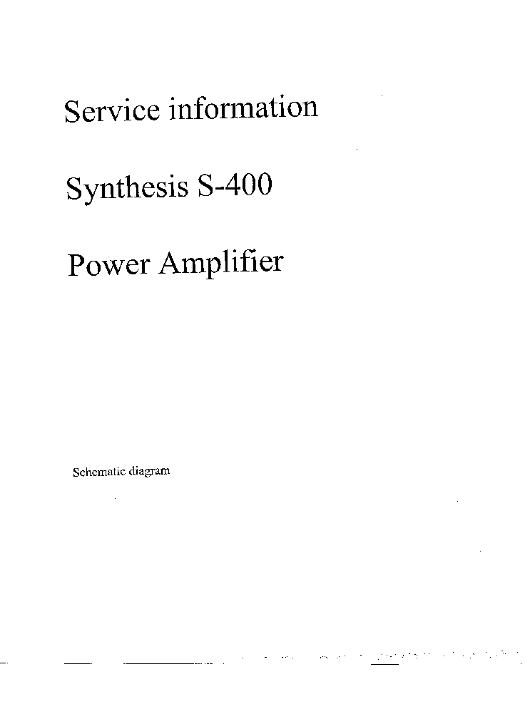 JBL S-400 SYNTHESIS AUDIO PA 1996 SM service manual (1st page)