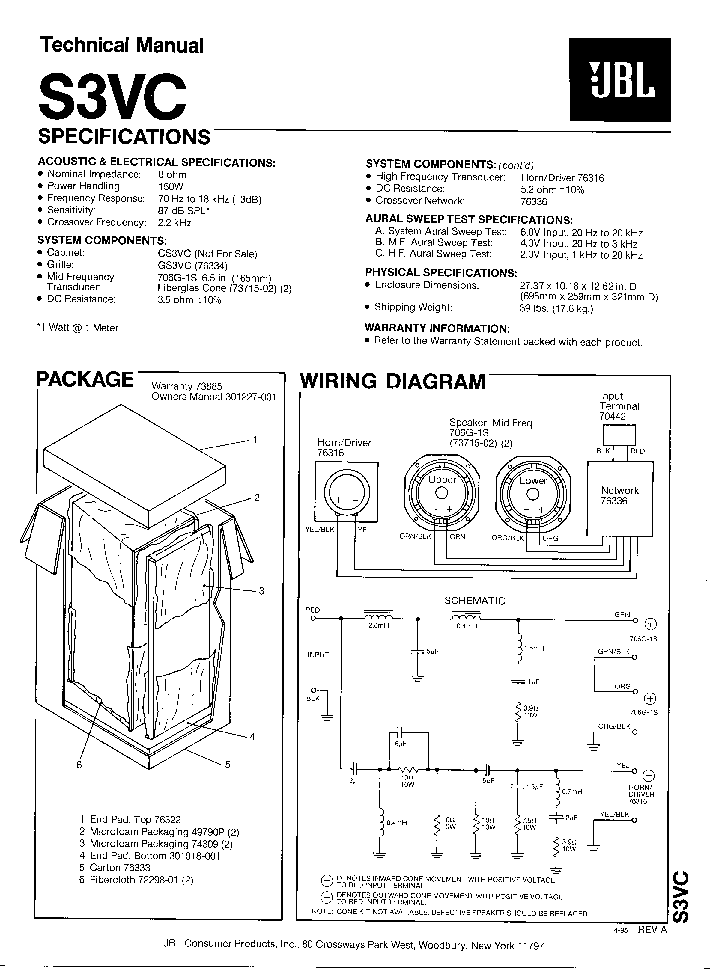 JBL S3VC SPEAKER-SYNTHESIS SM service manual (1st page)