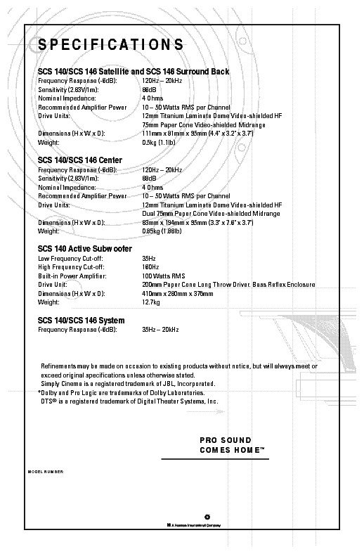 JBL SCS-140 146 SPEAKER SM service manual (2nd page)